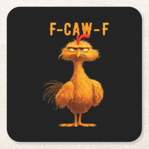 Gothic F-Caw-F Crow Funny Humour Square Paper Coaster