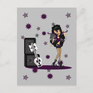 Gothic Faerie with Skull Guitar Postcard