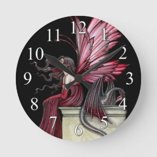 Gothic Fairy and Dragon Fantasy Art Clock