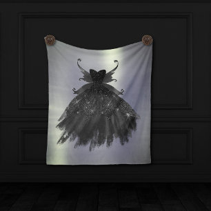 Gothic Fairy Black Gown   Vampy Glam Goth Sheen Fleece Blanket