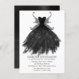 Gothic Fairy Black Gown   Vampy Goth Glam Sheen Invitation