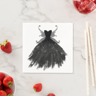 Gothic Fairy Black Gown Vampy Goth Glam Sheen Napkin