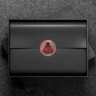 Gothic Fairy Crimson Gown Deep Radiant Red Sheen Classic Round Sticker