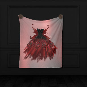 Gothic Fairy Crimson Gown Deep Radiant Red Sheen Fleece Blanket