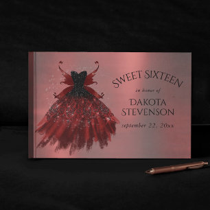 Gothic Fairy Crimson Gown   Deep Radiant Red Sheen Guest Book