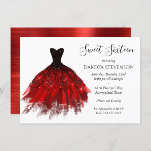 Gothic Fairy Crimson Gown   Deep Radiant Red Sheen Invitation