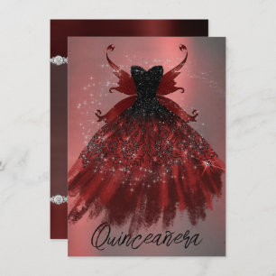 Gothic Fairy Crimson Gown   Deep Radiant Red Sheen Invitation