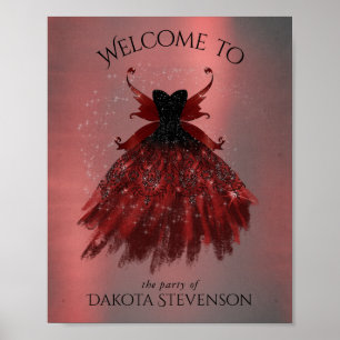 Gothic Fairy Crimson Gown   Deep Radiant Red Sheen Poster