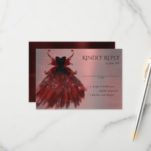 Gothic Fairy Crimson Gown   Deep Radiant Red Sheen RSVP Card