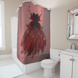 Gothic Fairy Crimson Gown   Deep Radiant Red Sheen Shower Curtain