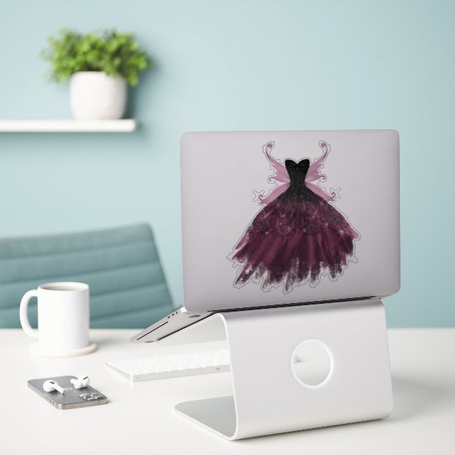 Gothic Fairy Fuchsia Gown | Punk Rock Pink Magenta (Laptop On Desk)