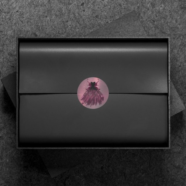 Gothic Fairy Fuchsia Gown | Punk Rock Pink Magenta Classic Round Sticker (Creator Uploaded)
