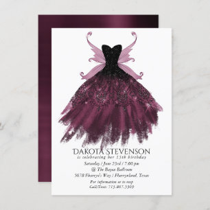 Gothic Fairy Fuchsia Gown   Punk Rock Pink Magenta Invitation