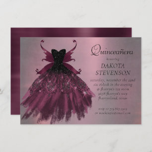 Gothic Fairy Fuchsia Gown   Punk Rock Pink Magenta Invitation