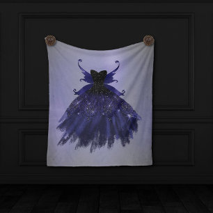 Gothic Fairy Indigo Gown   Deep Royal Purple Sheen Fleece Blanket