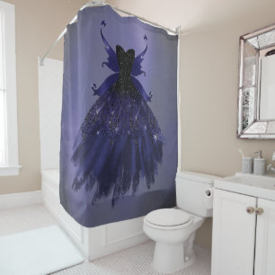 Gothic Fairy Indigo Gown   Deep Royal Purple Sheen Shower Curtain