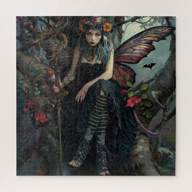 Gothic Fairy Perched in a Tree Jigsaw Puzzle (Vertical)