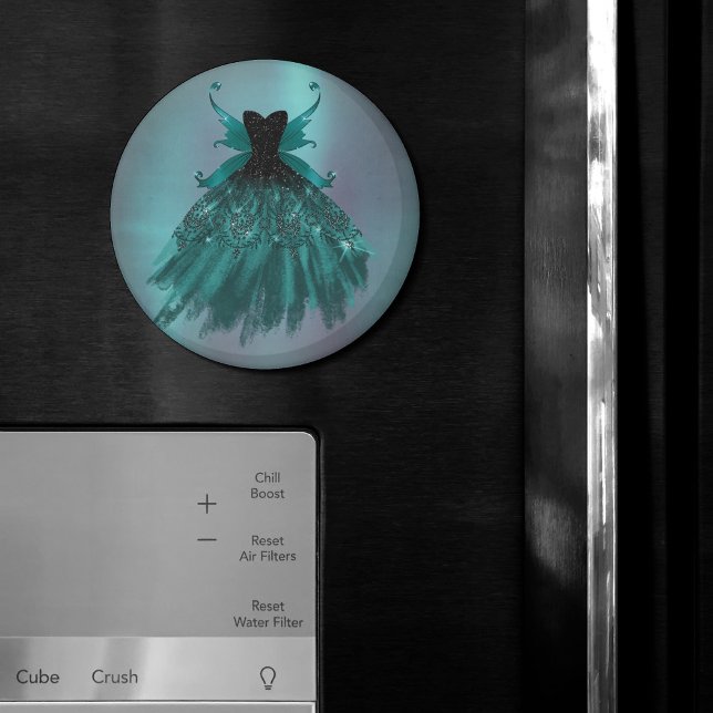 Gothic Fairy Teal Gown | Deep Midnight Green Sheen Magnet (Creator Uploaded)