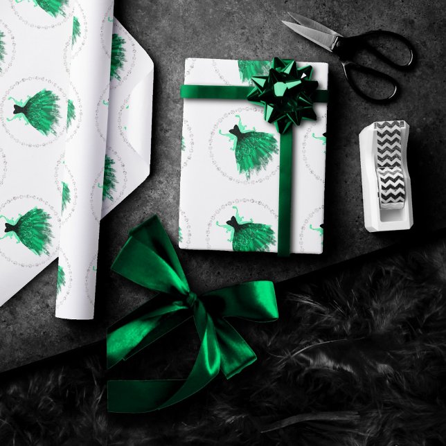 Gothic Fairy Teal Gown | Deep Midnight Green Sheen Wrapping Paper (Creator Uploaded)