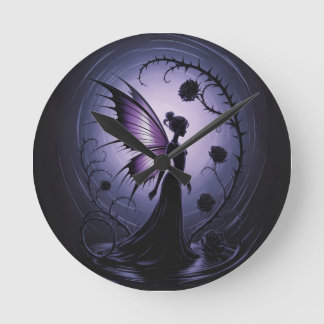 Gothic Fairy with Black Roses - Dark and E Phantas Round Clock