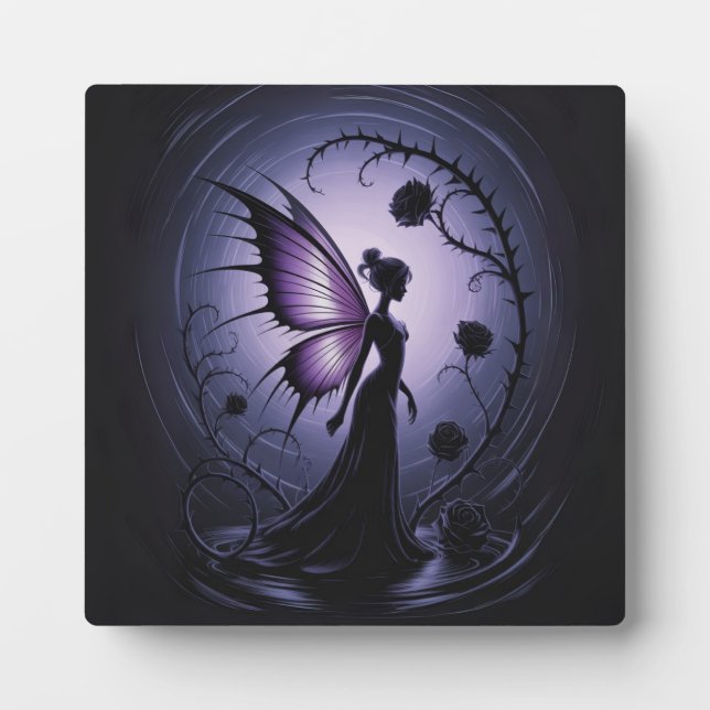 Gothic fairy with black roses – Dark fantasy and m Plaque (Front)