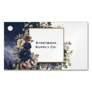 Gothic Fairytale Rose Frame Moonlit Mountain Magnetic Business Card