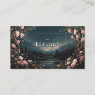 Gothic Fairytale Rose Frame Night Landscape Business Card