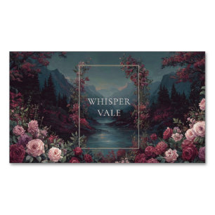 Gothic Fairytale Rose River Valley Night Landscape Magnetic Business Card