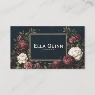 Gothic Fairytale Starry Night Burgundy Rose Business Card