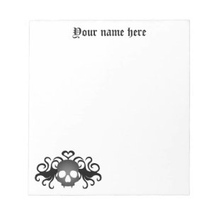 Gothic fanged skull black and grey notepad