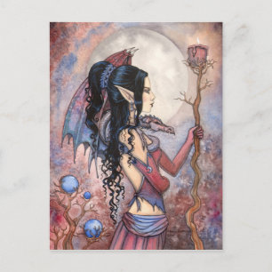 Gothic Fantasy Dragon Girl Art Postcard