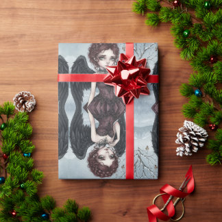 Gothic Fantasy Fairy Seasonal Sentiment Wrapping Paper