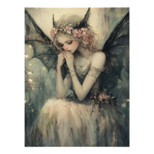 Gothic Fantasy Fairy with Floral Crown Wall Art
