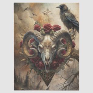 Gothic Fantasy Ram's Skull & Raven Tissue Paper