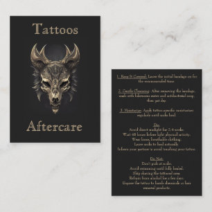 Gothic Fantasy Wolf Skull Black & Gold Aftercare Business Card