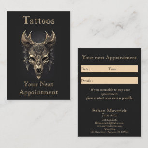 Gothic Fantasy Wolf Skull Black & Gold Appointment Business Card