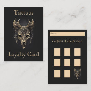 Gothic Fantasy Wolf Skull Black & Gold Loyalty  Business Card