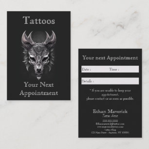 Gothic Fantasy Wolf Skull Black & Silv Appointment Business Card