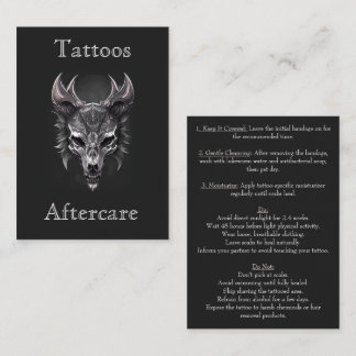 Gothic Fantasy Wolf Skull Black & Silver Aftercare Business Card
