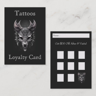Gothic Fantasy Wolf Skull Black & silver Loyalty  Business Card