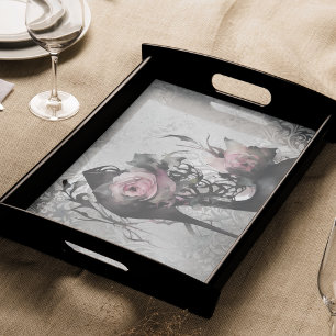 Gothic Fashion Stiletto Heel with Mauve Pink Roses Tissue Paper