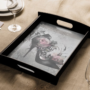 Gothic Fashion Stiletto Heel with Mauve Pink Roses Tissue Paper