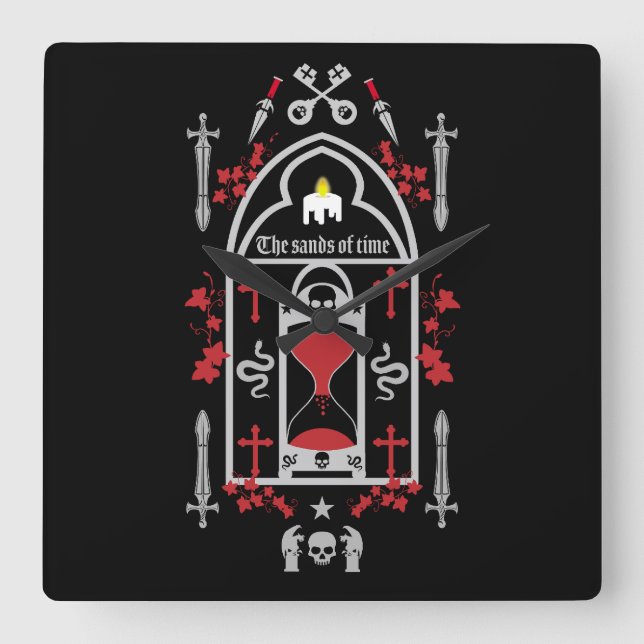 Gothic Fashion Style Square Wall Clock (Front)