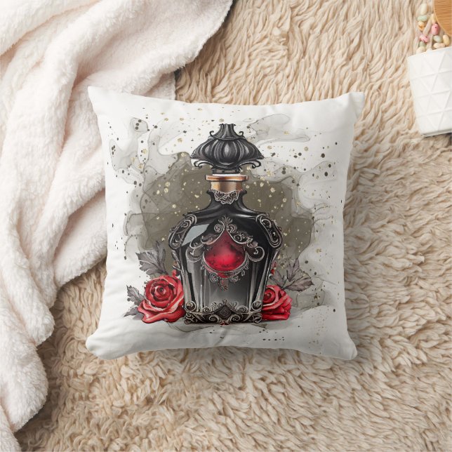 Gothic Fashion Victorian Perfume Bottle with Roses Cushion (Blanket)