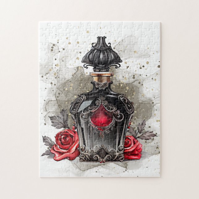 Gothic Fashion Victorian Perfume Bottle with Roses Jigsaw Puzzle (Vertical)
