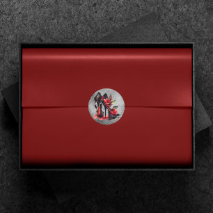 Gothic Fashionista Red Bottom Stilettos with Roses Classic Round Sticker