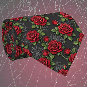 Gothic Faux Silk Roses & Spiderwebs Gentleman's Tie