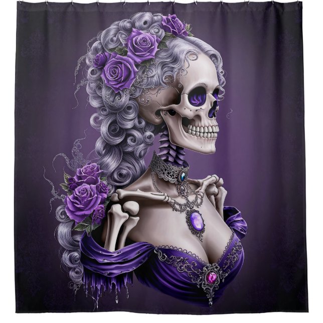 Gothic Female Skeleton Shower Curtain (Front)
