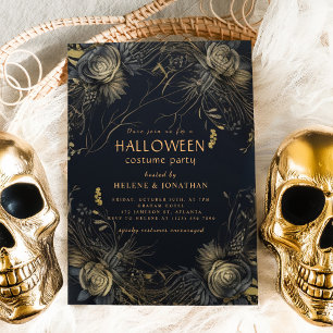 Gothic Floral Adult Halloween Costume Party Invitation