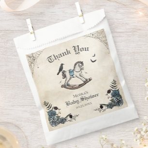 Gothic Floral Baby Shower Rocking Horse Thank You Favour Bag